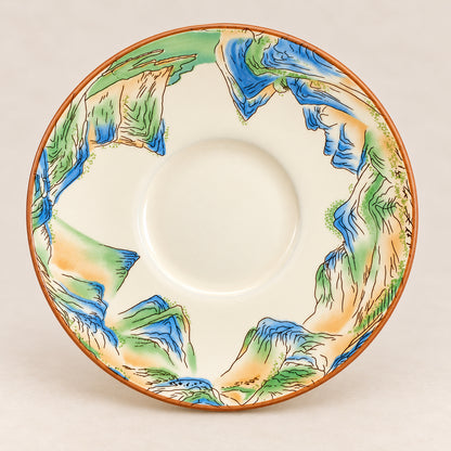 Landscape decoration inside the Qianli Jiangshan gaiwan saucer